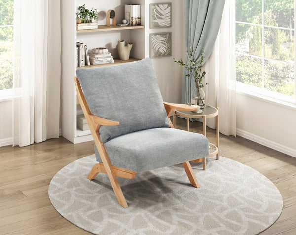 English Elm Mid-Century modern accent chair with solid rubberwood frame, chenille upholstery, plush seat comfort Gray,Natural 45 L x 25.5 W x 14.5 H B011P347877