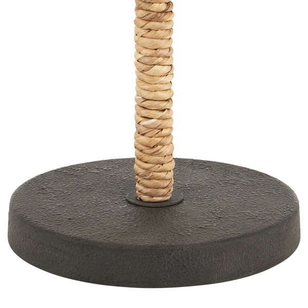 Annabelle Table Lamp - Artisan-Made Woven Water Hyacinth Shade in Mole Black Finish, 33.5" Height