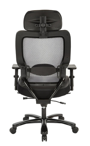 OSP Home Furnishings Executive Big and Tall Ergonomic Office Chair with Mesh Back and Bonded Leather Seat 63-E37A773HL