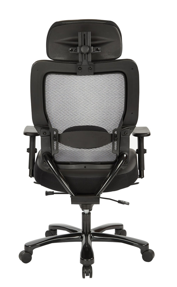 OSP Home Furnishings Executive Big and Tall Ergonomic Office Chair with Mesh Back and Bonded Leather Seat 63-E37A773HL