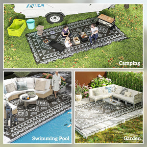 English Elm Outdoor Reversible Polypropylene Rug Geometric Patchwork Design for Patio Camping Rv T3971P421590