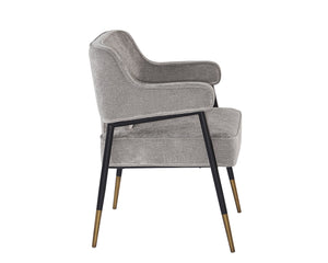 Sunpan Derome Contemporary Dining Armchair - Stylish Faux Leather, Sculpted Design with Black Steel Legs Polo Club Stone