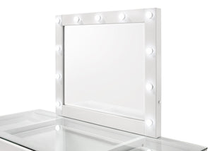 English Elm 1pc Glam LED Vanity Mirror with Frame Lights for Dresser – Illuminated Makeup Mirror, Sleek Elegant Design White 38.31 L x 31.77 W x 5.35 H B2741P323092