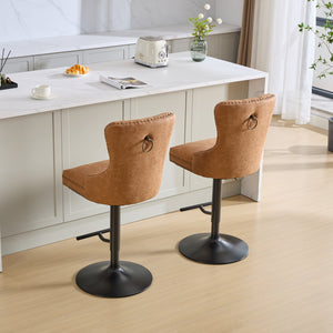 English Elm A&A Furniture Retro Pu Swivel Barstools, Adjustable Height 26-33" For Stylish Home Bars, Set Of 2 W1143P195204