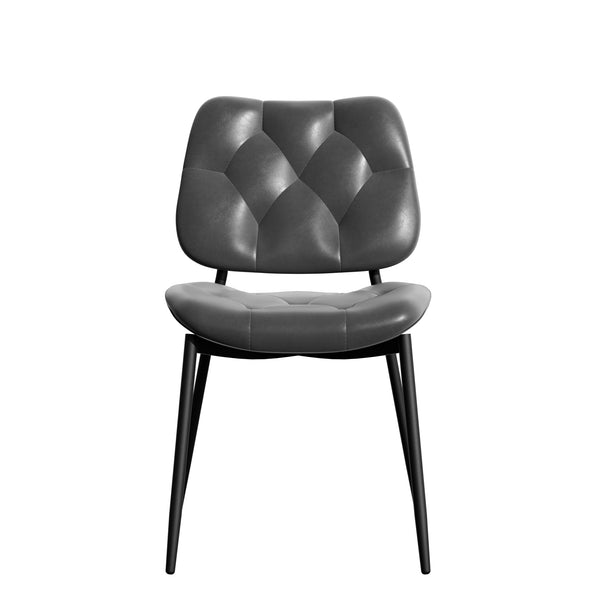 English Elm Dining Chairs Set Of 2 - Modern Ergonomic Design In Dark Gray Pu Leather For Dining & Living Spaces T3950P394502