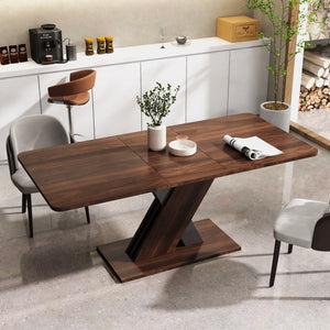 English Elm Multifunctional Extendable Console Dining Table with Geometric X Base Melamine Top W331S00179