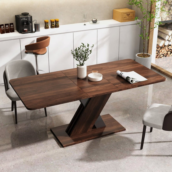English Elm Multifunctional Extendable Console Dining Table with Geometric X Base Melamine Top W331S00179