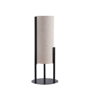English Elm 22" Beige+Black Modern Upright Linen Drum Table Lamp with Matte Metal Base, Scandinavian Mid-Century LED Ambient Light (97) B072P220157