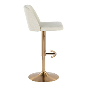 English Elm Toriano Adjustable Barstool Set Of 2 In Cream Fabric With Gold Base, 360° Swivel & Modern Design B202S01033-GIGA