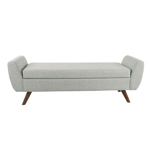 English Elm Rae Woven Fabric Storage Bench Ottoman with Arms and Walnut Legs for Bedroom B056P412631