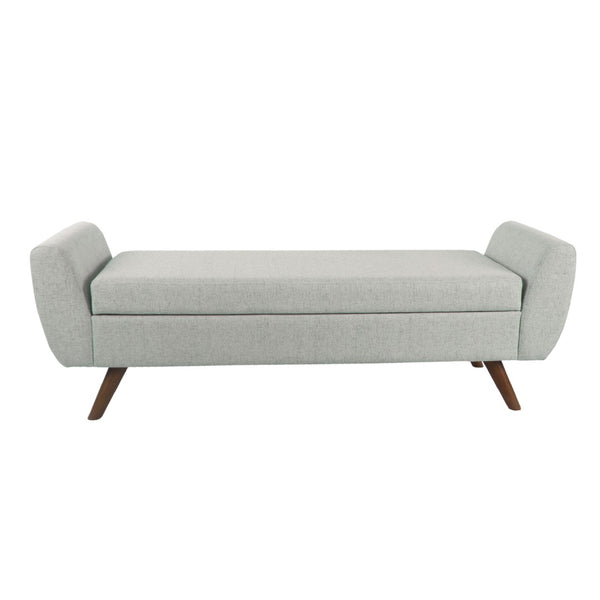 English Elm Rae Woven Fabric Storage Bench Ottoman with Arms and Walnut Legs for Bedroom B056P412631