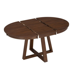 English Elm Trexm Retro 5 Piece Extendable Round Dining Set with Button Tufted Upholstered Chairs Walnut ST000094AAD-2026