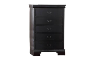 English Elm Elegant Black Chest of Drawers 5-Drawer Tall Storage 32x15x47" Plywood Bedroom Organizer, Sleek B011P238911