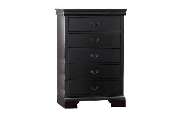 English Elm Elegant Black Chest of Drawers 5-Drawer Tall Storage 32x15x47" Plywood Bedroom Organizer, Sleek B011P238911