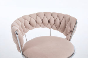 English Elm Set of 2 Velvet Bar Stools with Chrome Base Swivel Height Adjustment Plush Cushion Modern Comfort Pink W1249P247740