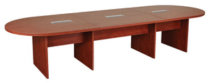 OSP Home Furnishings Expandable Racetrack Dining Table with Rounded Edges for Gatherings and Game Nights 12’  Cherry EXPCHY-TYP12R