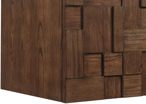Meridian Furniture Leonardo Wall Mounted Solid Wood Bathroom Vanity with Geometric Doors and Engineered Stone Top Brown 24 inches 435Brown-24