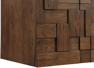 Meridian Furniture Leonardo Wall Mounted Solid Wood Bathroom Vanity with Geometric Doors and Engineered Stone Top Brown 30 inches 435Brown-30