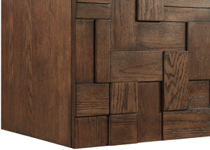 Meridian Furniture Leonardo Wall Mounted Solid Wood Bathroom Vanity with Geometric Doors and Engineered Stone Top Brown 36 inches 435Brown-36