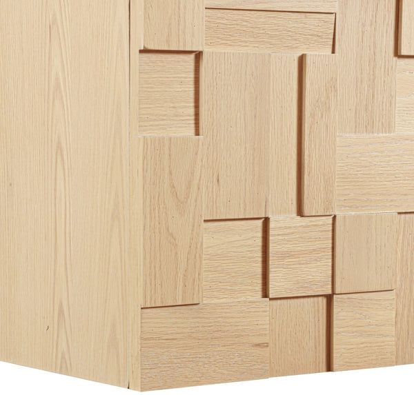 Meridian Furniture Leonardo Wall Mounted Solid Wood Bathroom Vanity with Geometric Doors and Engineered Stone Top Natural 24 inches 435Natural-24