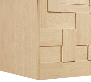 Meridian Furniture Leonardo Wall Mounted Solid Wood Bathroom Vanity with Geometric Doors and Engineered Stone Top Natural 30 inches 435Natural-30