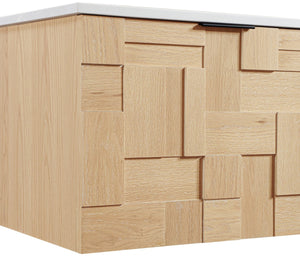 Meridian Furniture Leonardo Wall Mounted Solid Wood Bathroom Vanity with Geometric Doors and Engineered Stone Top Natural 48 inches 435Natural-48