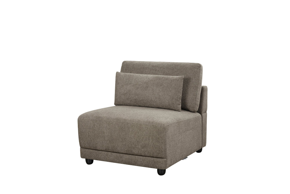 English Elm Rylie Brown Linen 4Pcs Modular Sectional Sofa – Pocket Coil Seats, Wooden Frame, Toss Pillows, 39" Deep B2726S00424