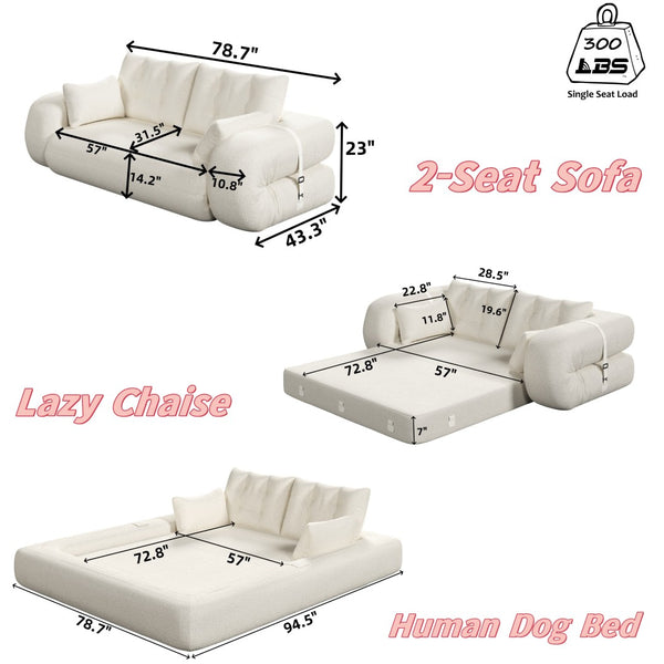 English Elm Human Dog Bed Teddy Plush Foldable Floor Sofa Sleeper for Living Room or Playroom W1885P369571