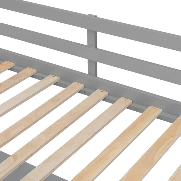 English Elm Twin Loft Bed with Staircase Desk Dual Drawers and Led Strip for Kids Rooms Gray LT000257AAE-1