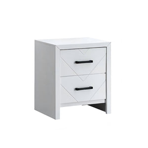 English Elm Morris 2-Drawer Nightstand with V-Shape Embossed Fronts, Dovetailed Drawers & Removable Handles White 27.8 L x 22.13 W x 18.9 H B078P408785