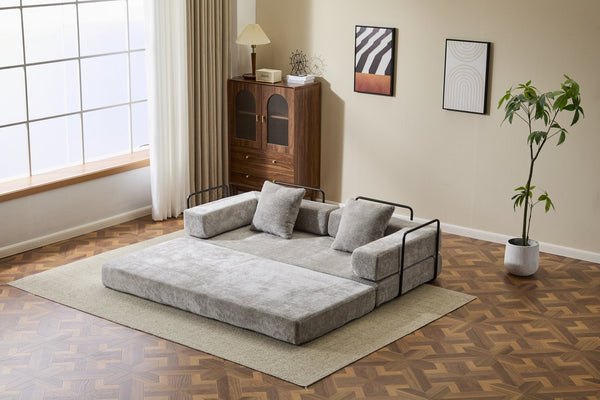 English Elm Floor Couch - Convertible Chenille Sofa Bed With Pillow Support For Ultimate Comfort In Any Space W3723P344872