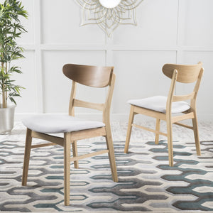 English Elm Dining Chair Set of 2 Rubberwood Mid-century Modern Splayed Leg Upholstered Seats N771P256094M