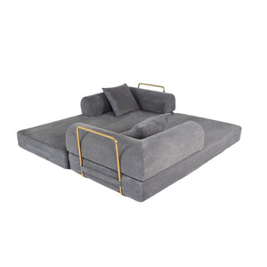 English Elm 2-in-1 Foldable Cloud Sofa Bed Plush Faux Fur Memory Foam Sleeper for Apartments W3422S00004