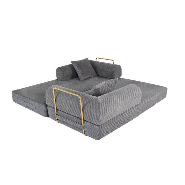 English Elm 2-in-1 Foldable Cloud Sofa Bed Plush Faux Fur Memory Foam Sleeper for Apartments W3422S00004