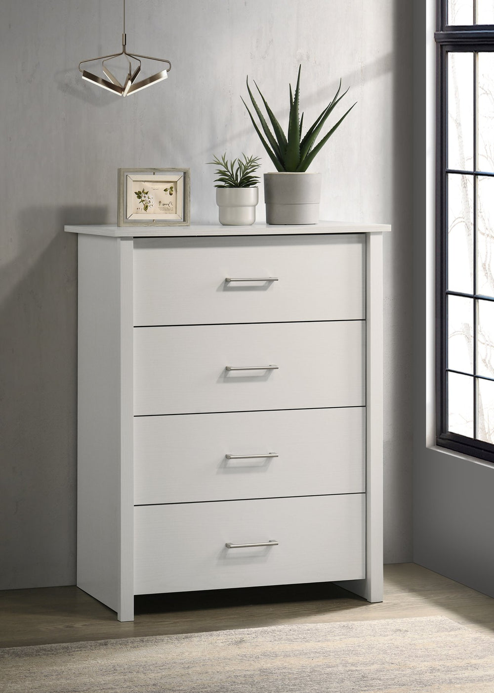 English Elm Celeste 32"W Modern 4-Drawer Chest With Sleek Silver Handles For Stylish Home Organization B061P360298