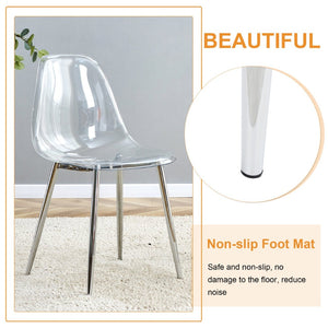 English Elm Table and Chair Set with Marble Glass Top Silver Legs Four Transparent Seats W1151S04648