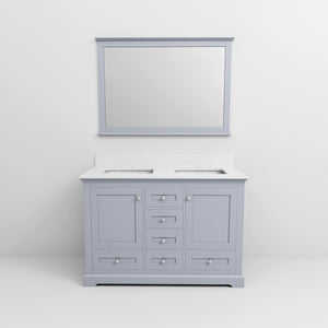English Elm Dark Grey Double Bath Vanity 48" W x 22" D with White Quartz Top, Soft-Close Drawers, 46" Mirror & Storage B2731S00643