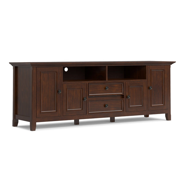 English Elm Amherst Solid Pine 72" TV Media Stand in Russet Brown with Storage Cabinets, Drawers & Cable Management B136P362544