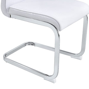 English Elm Luxury Pu Upholstered Dining Chair Set of 4 with Channel Stitching and Metal Legs White W1512P491873