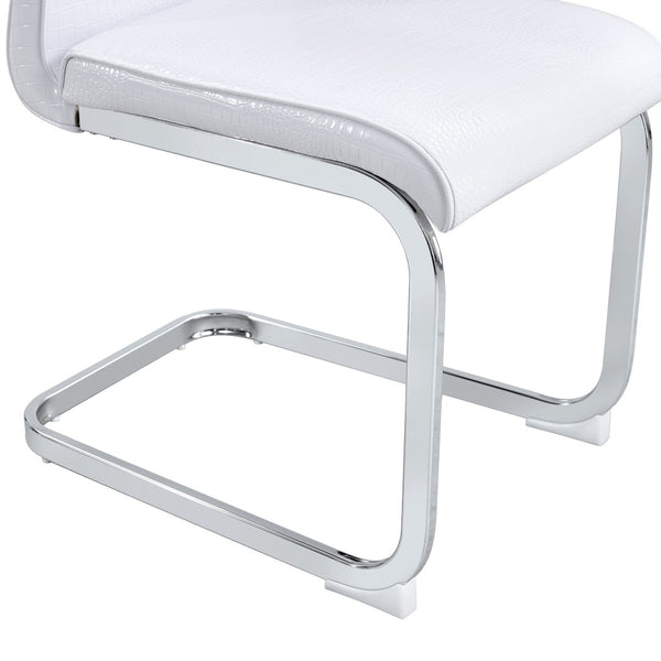 English Elm Luxury Pu Upholstered Dining Chair Set of 4 with Channel Stitching and Metal Legs White W1512P491873
