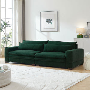 English Elm 104.72'' Mid-Century Sofa Couch Modern Upholstered Couch For Livingroom,Bedroom, Apartment, Home Office Green