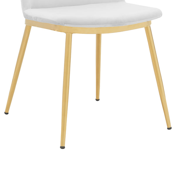 English Elm Opalyn White Velvet Dining Chairs Set of 2 — Luxurious Gold Legs, Modern Accent Seating for Home Decor B2736P354370