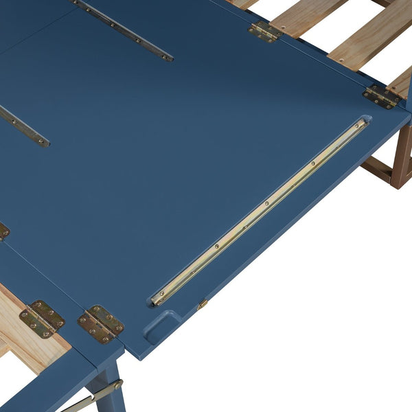 English Elm Queen Size Murphy Bed With Iron Legs, Modern Blue Finish, Space-Saving Design For Stylish Living N820S00035N-GIGA