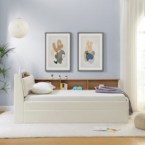 English Elm Twin Size Velvet Daybed With Trundle, Storage Headboard & Wireless Charging - Stylish & Functional! W1413S00111-GIGA