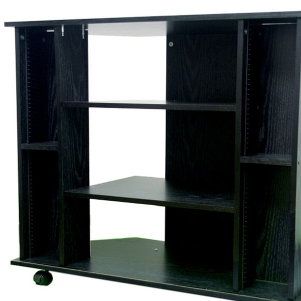English Elm 35" Corner TV Stand Black Finish — Space-Saving 3-Shelf Wooden Unit Fits Most 35" TVs & Media Storage B072115894
