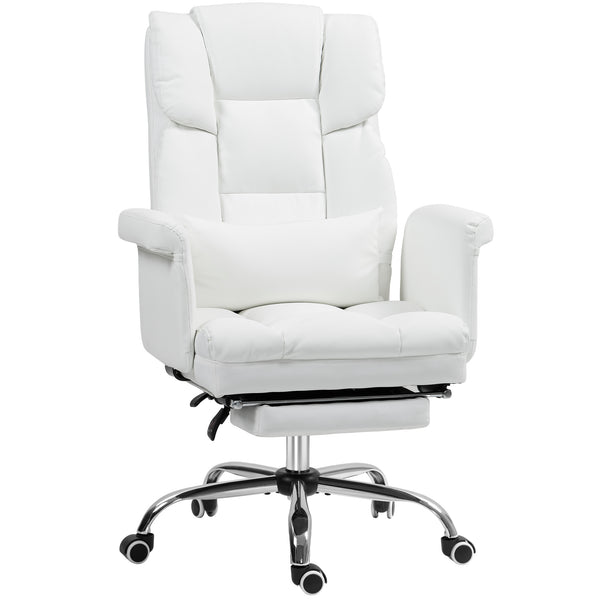 English Elm Homcom Ergonomic Executive Office Chair With Reclining Footrest, Lumbar Support & Pu Leather Comfort W2225P250005