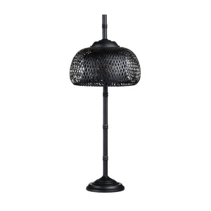 Crestview Collection 37.5"H Sleek Metal Buffet Lamp With Woven Rattan Shade For Stylish Home Décor And Illumination   Cvnam774a