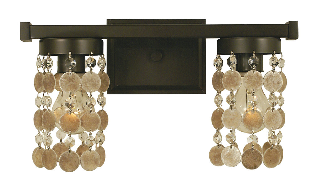 Framburg 2-light Stunning Naomi Sconce With Mica And Crystal Strands For Warm, Inviting Ambiance Mahogany Bronze Metal 4362 Mb