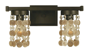 Framburg 2-light Stunning Naomi Sconce With Mica And Crystal Strands For Warm, Inviting Ambiance Mahogany Bronze Metal 4362 Mb