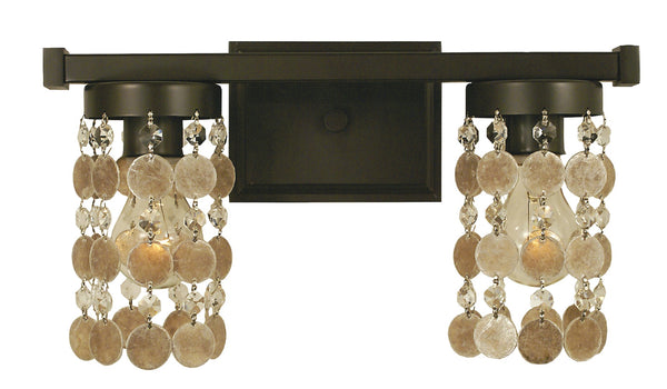 Framburg 2-light Stunning Naomi Sconce With Mica And Crystal Strands For Warm, Inviting Ambiance Mahogany Bronze Metal 4362 Mb